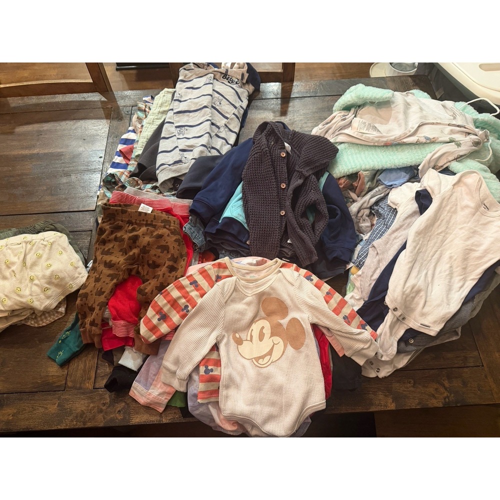 Baby Boy 9 Month Clothes Lot 72 Pc Carters Old Navy Nike Rompers Bodysuit Pants